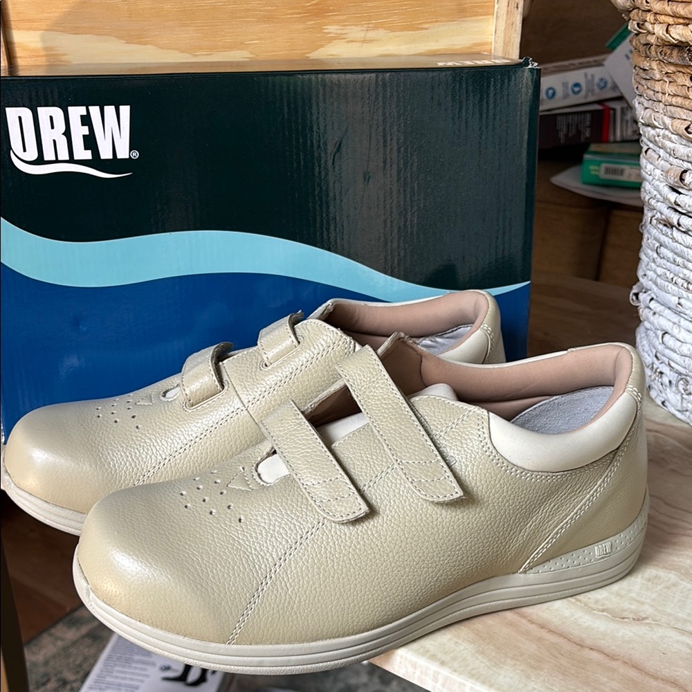 DREW lotus Tan Sneakers with Velcro Closure and Breathable Design size 9.5 WW